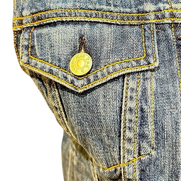 Rag & Bone medium indigo 100% cotton denim jean vest metal buttons size small - Picture 6 of 11